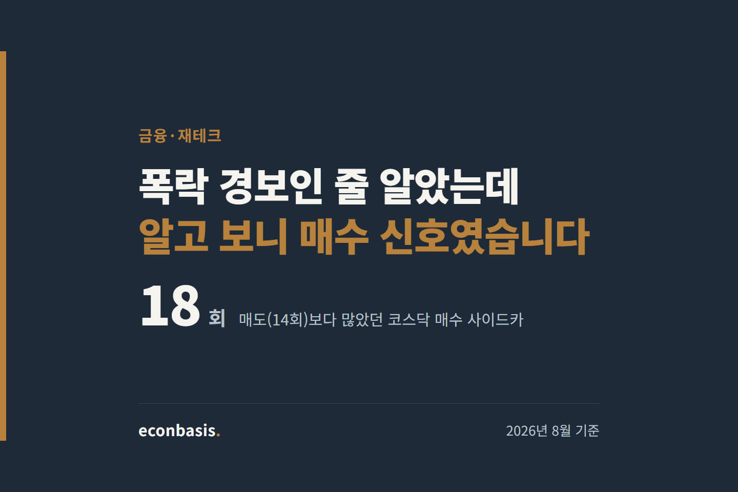 코스닥 매수 사이드카 18회가 매도 14회보다 많았음을 알리는 대표 이미지