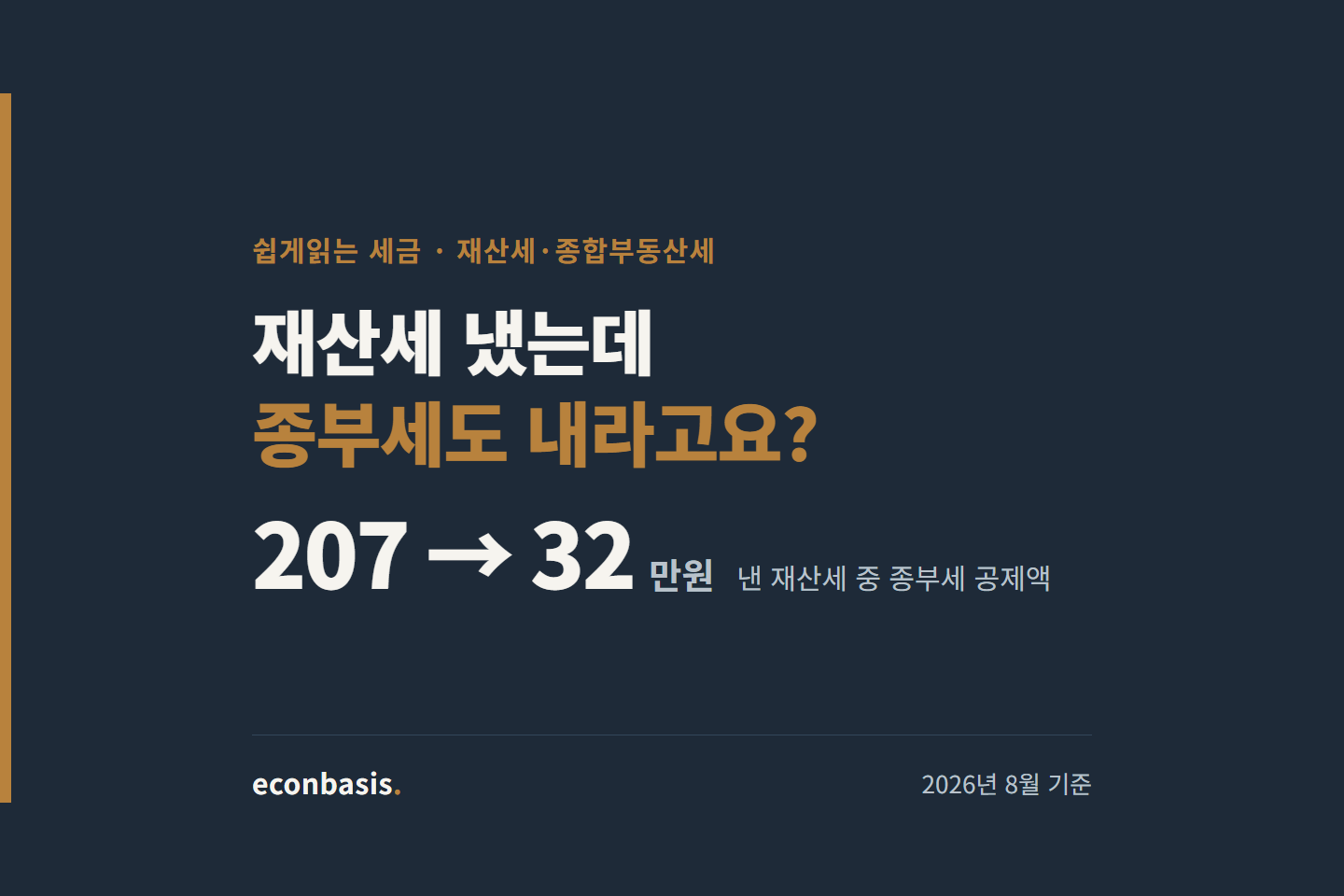 재산세 207만원 중 32만원이 종부세에서 공제됨을 알리는 대표 이미지