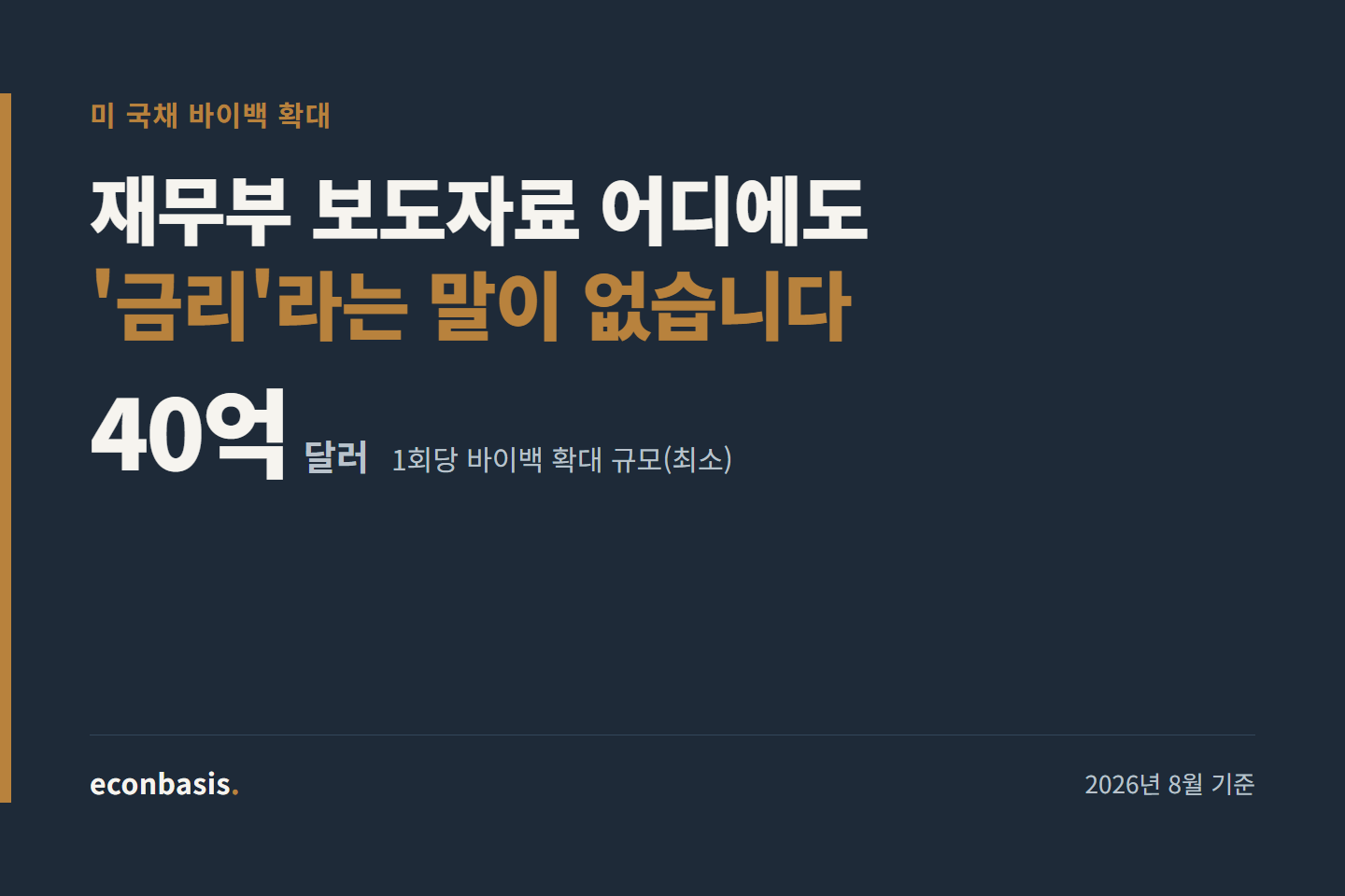 미 국채 바이백 확대, 재무부는 ‘금리’를 말한 적 없다